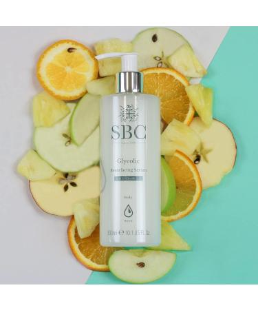 SBC Skincare Glycolic Resurfacing Serum - 300ml | 5% Glycolic Acid Serum For Dry Congested Skin | Vegan Friendly Body Serum | Exfoliating Serum For Ingrown Hairs - Buy Online on GoSupps.com