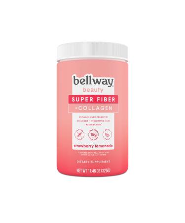 Bellway Beauty Sugar-Free Psyllium Husk Super Fiber + Collagen, Strawberry Lemonade, 11.46 Ounce (15 Servings)