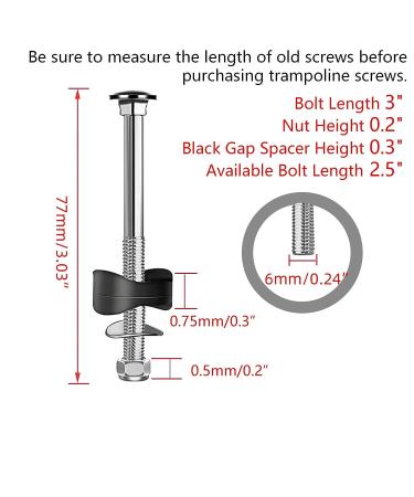 POROHOM 12 PCS Trampoline Replacement Screws - Anti-Loose Bolts and Nuts for Stability - Buy Online on GoSupps.com