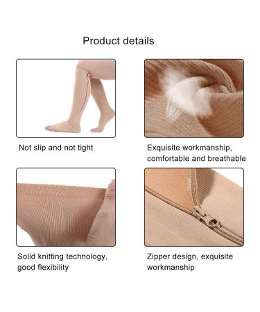 Shop Compression Stockings for Men & Women | Toe-Free Calf Zip Compression | Medical Grade Support (L/XL Skin) - Buy Online on GoSupps.com
