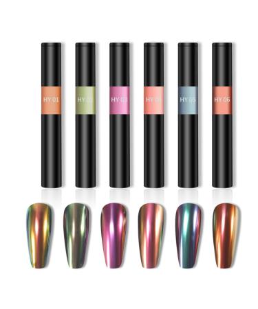 Roseflower 6 colors chrome nail powder manicure pillow nail holographic powder air pen chameleon manicure aurora air pillow magic pen solid aurora mirror powder air pillow magical #9