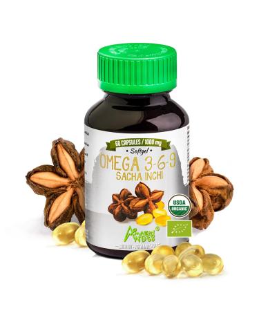 Sacha Inchi Capsules l Rich Source of Omega 3 6 and 9 l Essential Fatty Acids l Odorless 60 x 1000mg Softgel Pills l Organic Certified l Sustainably sourced l Amazon Andes