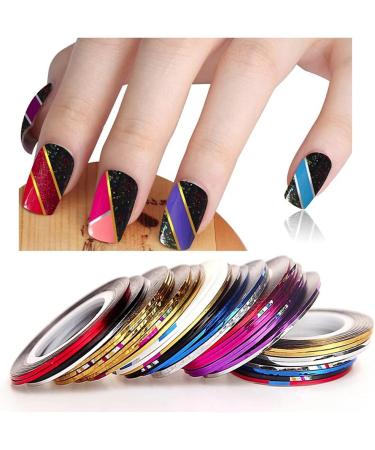 10 Rolls Coloful Sliders Nail Art Striping Tape Lines Width 1mm-Striping Tape for Nail Art-Nail Striping Tape Foil-Nail Striping Tape Thick-Nail Striping Tape with Dispenser-Self-Adhesive DIY Nail Art Tape - Buy Online on GoSupps.com