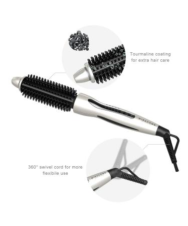 Miracomb Ceramic Tourmaline Hair Curler Straightening Brush - 5 Heat Settings, 1 Inch Barrel, Auto Shut Off - Pearl White - Buy Online on GoSupps.com