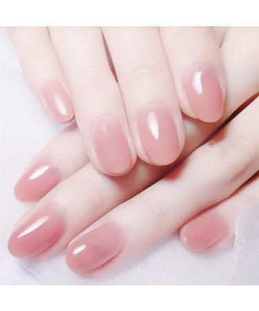 Jawseu 24 pieces wrong nails to stick on artificial nails tips short round full coffin false fingernails for nail salons & nail art to make yourself pink