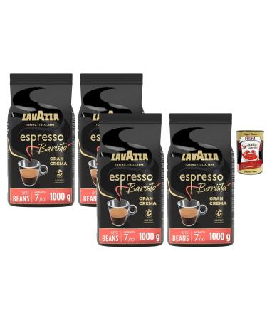 Italian Gourmet Bundle Lavazza Espresso Barista Gran Crema caf en grains 4 x 1 kg (4 kg) intensit 7/10 slow roast grande crema id al espresso broyeur moka + Italian Gourmet Polpa