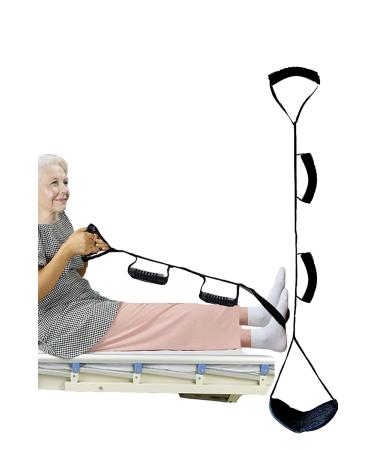 Healthman Leg Lifter Strap Multi-Loop Style - with Hand Grips & Soft Foot Pad for Adult Senior Elderly Handicap Disability & Pediatrics - Mobility Aid (Hard Hand Grip)