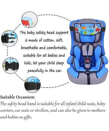 ZYNQACC Baby Car Seat Head Support 2PCS - Toddler Safety Sleep Nap Aid Positioner Strap Belt for Kids (Blue) - Buy Online on GoSupps.com
