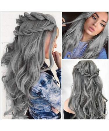 BGHJUE African Wig Gray Long Roll Lace Front Human Hair Wigs Brazilian Straight Wig Pre Plucked Hairline With Baby Hair Lace Wig