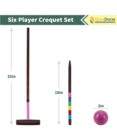 SpexDarxs 32 Six Player Croquet Set with Premium Wooden Mallets & Carry Bag - Fun Outdoor Lawn Game for Kids & Adults - Buy Online on GoSupps.com