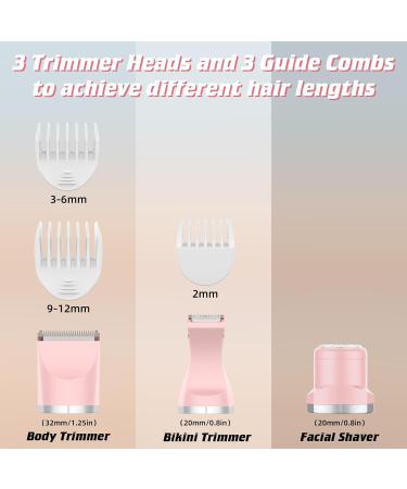 WUFAYHD 3 in 1 Bikini Trimmer Lady Shavers for Women Painless Facial Hair Remover Electric Face Shaver Pubic Hair Trimmer Ladies Razor for Body Leg Private Area IPX7 Waterproof & Rechargeable - Buy Online on GoSupps.com