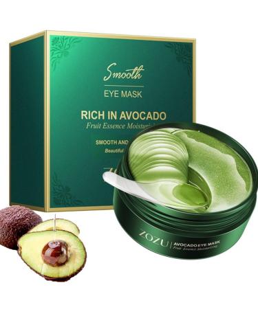 KARLOR Eye Masks Avocado 60 Pieces Eye Pad Avocado Eye Pads Hydrate Eye Masks Green Moisturising Eye Gel Eye Patches Against Eye Ring Wrinkle Bags Puffiness (with Spoon)