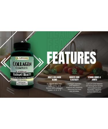 DR. GREENIC Collagen Complete | Multi-Collagen Type I II II V X Vit C A E D3 B3 B7 Calcium Zinc Bromelain Bamboo Silica | GMP & HACCP Certified | cGMP Compliant - Buy Online on GoSupps.com