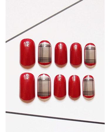 Shop HUIL Short Burgundy Black Silk Artificial Nails | False Nails & Manicure for International Shipping - Buy Online on GoSupps.com
