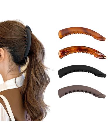 WKRTDY Set of 4 Banana Hair Clips for Ponytail and Herringbone Hair Accessories for Women and Girls Extra Length Clip Curved and Stylish Design