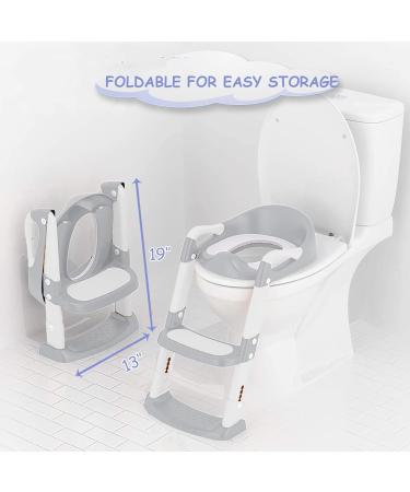 Potty Training Seat with Step Stool Ladder-Double Elite (Grey) - Comfortable Toilet Seat for Kids Boys Girls Toddlers - Foldable & Anti-Slip - Buy Online on GoSupps.com