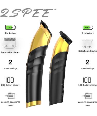 Supreme Trimmer 2-in-1 Beard Trimmer & Hair Clipper Combo | Cordless Professional Barber Tools with LCD Display & Removable Blades | STB280 Gold - Shop Now for Worldwide Shipping - Buy Online on GoSupps.com