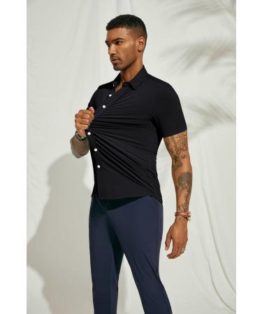 PaulJones Men's Short Sleeve Business Shirt - Non-Iron Breathable Regular Fit XL Black - Perfect for International Shipping - Buy Online on GoSupps.com