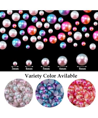 Anfigo 6100Pcs ABS Half Round Pearls Set with Tweezer and Bead Pickers - DIY Phone Nail Craft Kit (White, Pink, Gradient) - 3-8mm Flatback Pearl Beads - Buy Online on GoSupps.com