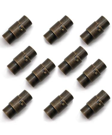 MOAMUN 10PCS Black Cord End Caps Bracelet End Caps Locking Bracelet Rope End Cap Cord Ends (Bronze  4 mm) Bronze 4 mm