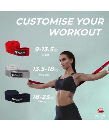 ELVIRE Fabric Resistance Bands Set of 3 for Women | Workout Exercise & Booty Bands | Glute & Leg Bands for Squats | Long Red & Grey - Buy Online on GoSupps.com
