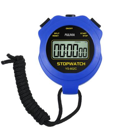PULIVIA Stopwatch Sport Timer Only Stopwatch with ON/Off, No Clock No Calendar Silent Easy Operation, Digital Stopwatch for Kids Coaches Running Swimming, Blue non-waterproof-blue