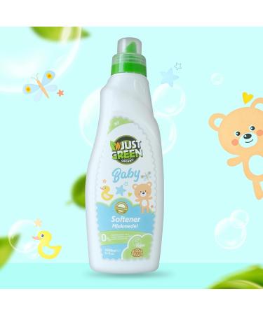 Just Green Organic Baby Laundry Softener 1000ml - Dermatologically Tested, Hypoallergenic, Vegan | No Chlorine, Paraben, Gluten | Recyclable Bottle - Buy Online on GoSupps.com