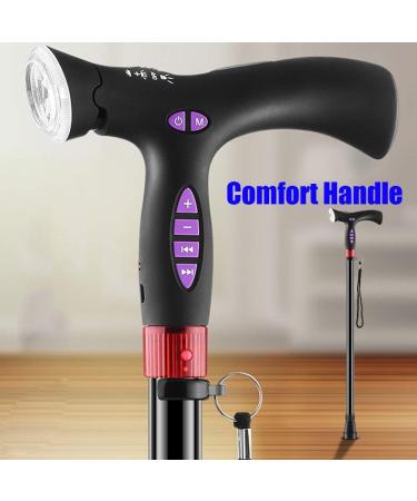BJH Walking Cane for Balance Height Adjustment with 2 Non-Slip Mats LED Light MP3 Card Slot Walking Sticks Interesting - Buy Online on GoSupps.com