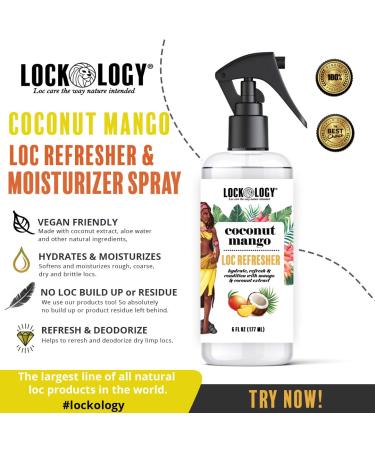 Loc Spray Coconut and Mango Dreads Moisturizer Daily Moisturizing Spray and Hydrating Mist Dreadlock Hair Product Lockology - Buy Online on GoSupps.com