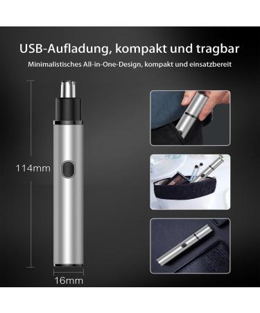 Professional Painless Ear & Nose Hair Trimmer - USB Rechargeable Portable Electric Hair Remover for Men & Women Dual Edge Blades Washable - Buy Online on GoSupps.com