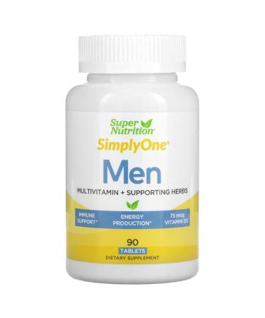 SuperNutrition SimplyOne Multi-Vitamin for Men High-Potency One/Day Tablets White 90 Count 90 Count (Pack of 1)