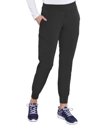 Med Couture Women's Energy Collection Seamed Jogger Scrub Pant X-Small Petite Black