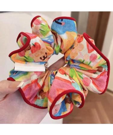 xbiez Cute Lace Trim French Hair Scrunchies for Women Girls Vintage Floral Hair Ties Hairband Elastic Ponytail Holder Headband 10 pink - Buy Online on GoSupps.com