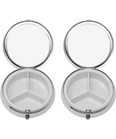 Buy Set of 2 Circular Embossed Triple-Compartment Pocket Purse Pill Box & Organizer - Silver Lines | International Shipping Available - Buy Online on GoSupps.com