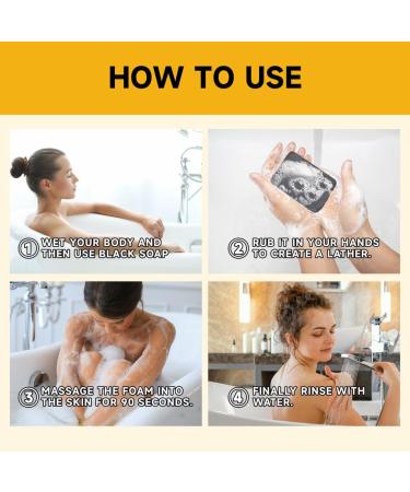  JHzood African Black Soap with Shea Butter Natural Moisturizing Body Soap 100g Cleanses and Nourishes (2) - Buy Online on GoSupps.com