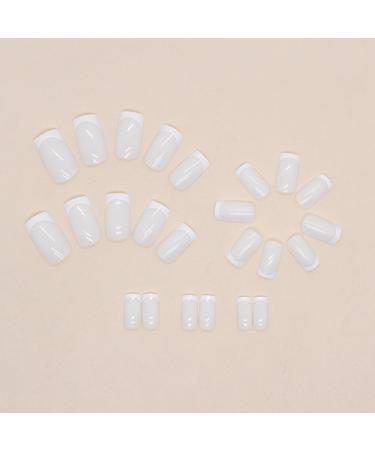 Shop Mrcuvaryas 24-Piece Short Press On French Nails | Pure White Tip Artificial Nails with Glue for Effortless Manicures - Buy Online on GoSupps.com