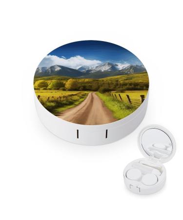 Contact Lens Case Countryside Road Portable Travel Contact Lens Box Contact Lens Storage Box