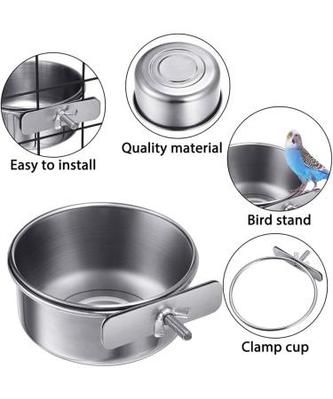 Stainless Steel Bird Food Bowls - 2pcs Hanging Feeding Cups for Parrots & Birds - Buy Online on GoSupps.com