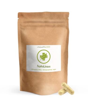 Nattokinase capsules 60 pieces of 100 mg - obtained from soybeans - High enzyme activity of 2 000 FU - vegan/pure - genetic engineering free - without auxiliary and additives - Made in Germany