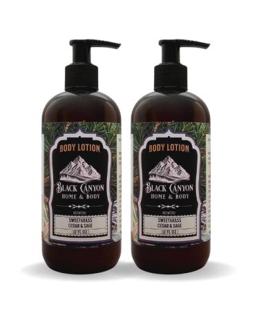 Black Canyon Sweetgrass Cedar & Sage Scented Body Lotion with Lanolin and Jojoba Oil 12 Oz (2 Pack)