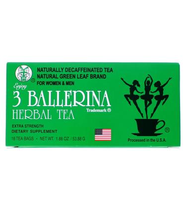 3 Ballerina Tea - Dieters Tea - Green, 18 Count, 1.88 oz (1 Pack) 18 Count (Pack of 1)