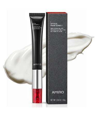 AMIRO Red Light Eye Cream with Microcurrent Massager PDRN 0.01% Peptide & Hyaluronic Acid Formula Hydrating & Firming Under Eye Serum for Dark Circles Puffiness & Fine Lines 1.06oz
