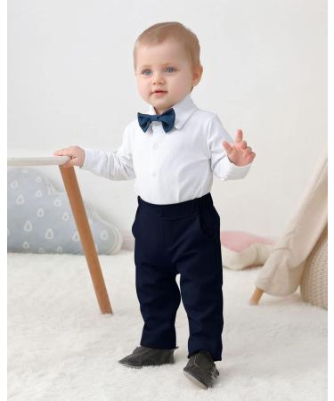 Baby Boy Formal Tuxedo Clothing Set | Amissz Gentleman Romper Outfit | Dark Blue | 3-6 Months - Buy Online on GoSupps.com