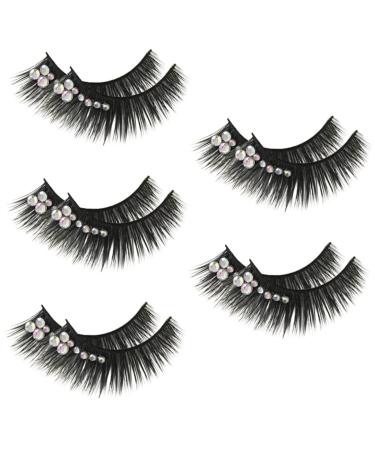 Beatifufu 5 Pairs Diamond Eyelashes Realistic Eyelash Colored Eyelashes Rhinestone Eyelashes Long Fake Lash False Eyelashes False Lash Extensions Women Eyelash Artificial Lashes Gems Eyelash