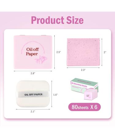 Rose Oil Absorbing Sheets - 480Pcs/6Boxs Face Blotting Papers with Mirror Case & Makeup Puff - Natural Hemp Oil Off Paper for Home, Office, Travel - Buy Online on GoSupps.com