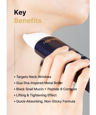 Farmstay Black Snail & Peptide 9 Perfect Facial & Neck Roller Serum Firming & Lifting, Deep Hydration & Skin Elasticity, Snail Mucin & 9 Peptides for Youthful Glow & Smooth Skin, 100ml - Buy Online on GoSupps.com