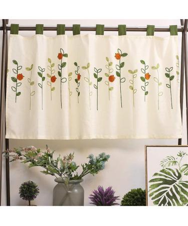 Curtains Short Curtains Beige Linen Half Curtains Embroidered with Ladybirds and Flowers Pattern Window Treatments Home Decoration for Small Kitchen Bicupboard/Beige/W * H 145 * 45Cm (Beige Beige W * H 230*55Cm - Buy Online on GoSupps.com