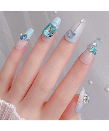 FEIlei 10x/Set Butterfly Nail Rhinestones Square Nail Charms DIY Hearts Nail Art Charms - Buy Online on GoSupps.com