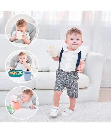 Vemolea 2 Pack Silicone Training Cups for Baby and Kid - BPA Free, Microwave & Dishwasher Safe - White & Grayish Blue - Blue & White Handles Included - Buy Online on GoSupps.com