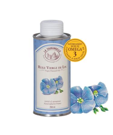 La Tourangelle - Virgin Flax Oil - Rich in Omega 3 - Intense & Tasty Flavor - Ideal for Seasoning Starters & Dishes - 250 ML